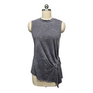 ALLSAINTS Grey Asymmetrical Drape Knit Tank Top‎ Womens Size XS Quiet Luxury